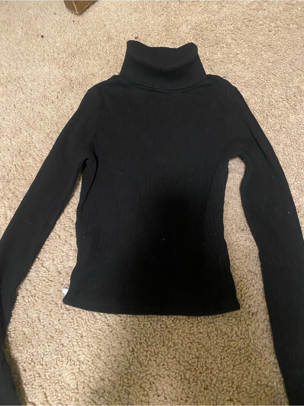 Ambiance Black Ribbed Mock Neck Top